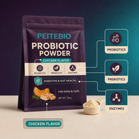 Poudre probiotique PEITEBIO pour chiens et chats avec probiotiques, prébiotiques et enzymes, saveur poulet, soutien digestif, 120g