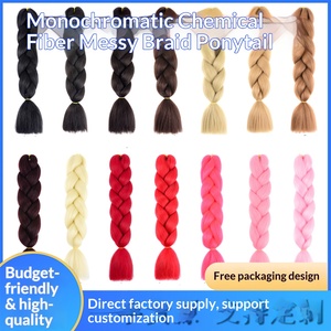 Perruque africaine tressée monochrome en fibre haute température, double trame, grande tresse jumbo, modèle de cheveux féminins CBZD - Product Image 2