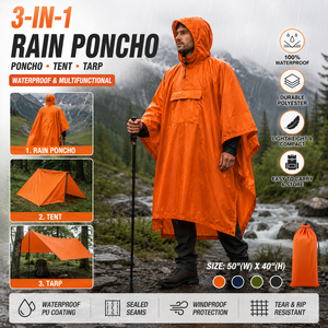 Poncho <span class=keywords><strong>de</strong></span> <span class=keywords><strong>pluie</strong></span> imperméable 3 en 1, léger, en polyester, cape <span class=keywords><strong>de</strong></span> <span class=keywords><strong>pluie</strong></span> pour le camping, abri multifonctionnel, bâche <span class=keywords><strong>de</strong></span> <span class=keywords><strong>pluie</strong></span>, tente, poncho <span class=keywords><strong>de</strong></span> randonnée - Product Image 1