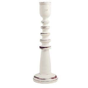 Decorazioni domestiche da 12 pollici portacandele in resina con pilastro in legno <span class=keywords><strong>bianco</strong></span> antico con finitura bianca candelabri conici in poliresina - Product Image 2