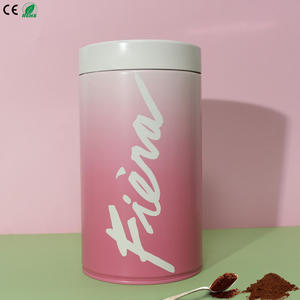 110*200 grandes boîtes à thé imprimées personnalisées de cylindre 400g 500g vente en gros boîtes vides en métal vides rondes en aluminium pour les grains de café <span class=keywords><strong>rose</strong></span> - Product Image 1