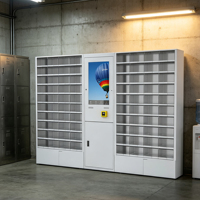 Casier automatique pour chapeaux, chaussures et lunettes de soleil avec porte transparente, écran publicitaire et plateforme de contrôle à distance