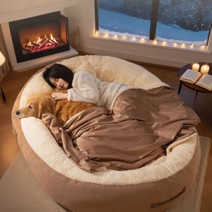 Winterwarmes, einfarbiges Hunde- & Katzenbett, riesige, extra große, ganzjährig waschbare Höhle zum Liegen und Schlafen - Product Image 2