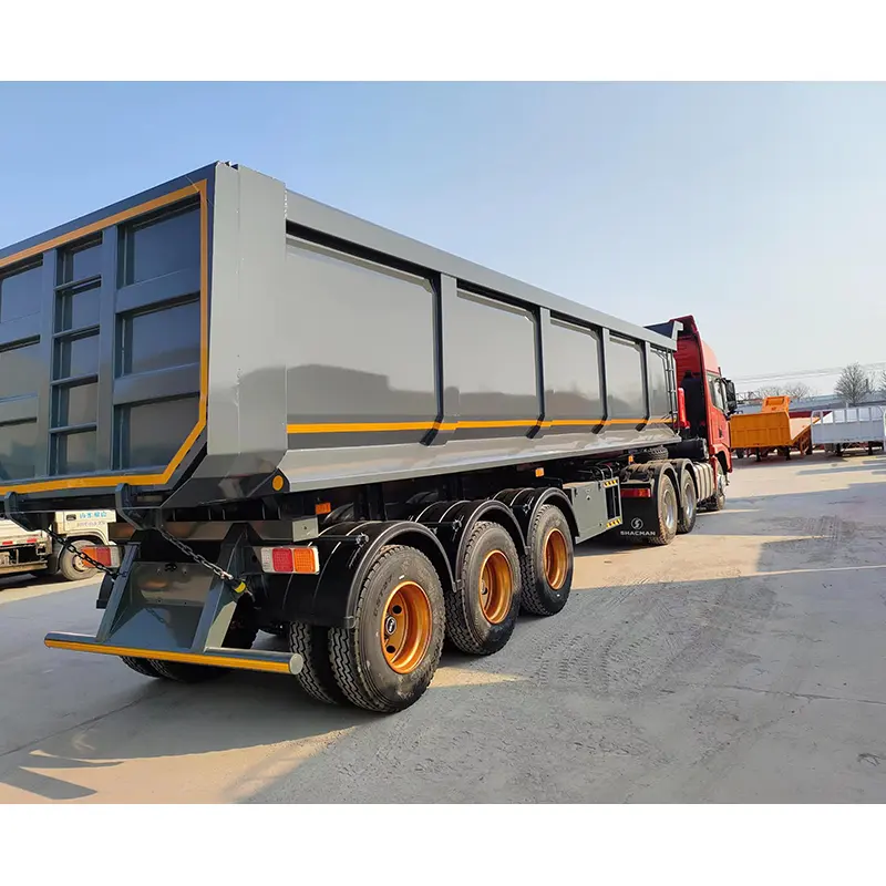 New brand utility multi axle 38CBM dump sand stone grain transport hydraulic cylinder rear tipping dump semi truck trailer