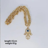Collier pendentif œil de palmier vintage plaqué or 14 carats, style punk, tendance, avec chaîne à maillons, idéal pour un cadeau d'anniversaire