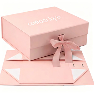 Caja de Regalo Magnética Plegable Rosa de Lujo con Logotipo Personalizado, Empaque Rígido Plegable con Cinta para Pelucas, Extensiones de Cabello y Regalos - Product Image 1