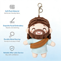 Porte-clés en peluche personnalisé Jésus, vente en gros, breloque de sac religieuse chrétienne, jouet en peluche doux et mignon pour enfants, cadeau de Noël