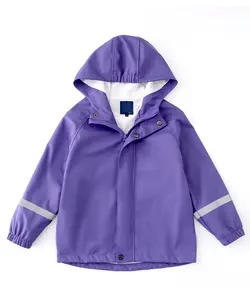 2024 hot sell new products waterproof PU kids purple unisex reflectorized raincoat for children