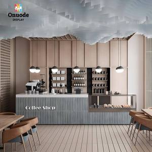 เคาน์เตอร์กาแฟสั่งทำพิเศษสุดหรู |   เฟอร์นิเจอร์ร้านกาแฟบาร์สมัยใหม่พร้อมไฟ LED |   ตกแต่งร้านกาแฟด้วยดีไซน์เต็มรูปแบบจากสแตนเลสและไม้ - Product Image 1