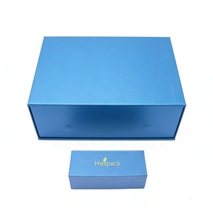 Caja de Regalo Rígida Azul de Lujo al por Mayor de Fábrica, Logotipo Personalizado en Lámina Dorada, Cierre Magnético - Product Image 3