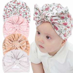 Gorro Unisex para Bebés Europeos, Americanos e Indios, de 0 a 6 Meses, de Algodón Transpirable, Suave y Cálido, con Logotipo Personalizable y Estampado de Lazo Grande - Product Image 1