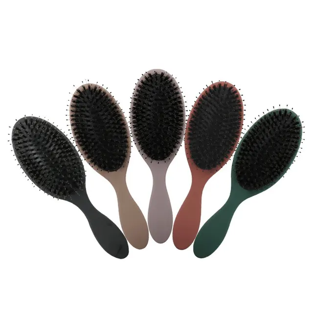 Super Customized Logo Detangling Brush Paddle Cushion Nylon Boar Bristle Hair Brush Curly Thick Wet and Dry Hair Comb