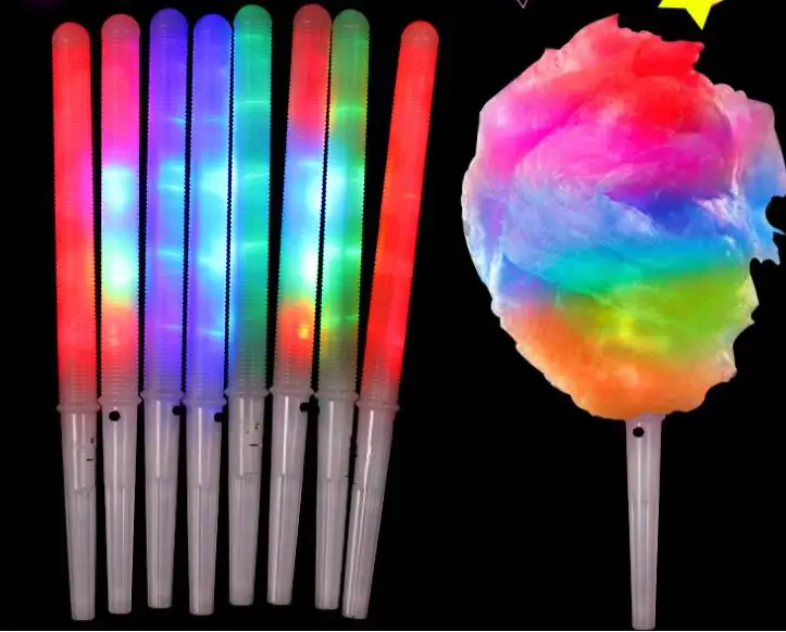 Atacado plástico Algodão Doce levou luz vara Colorido Brilhante Luminoso Marshmallow Cone Stick Party Favors Christmas Supply