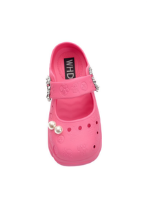 Zoccoli con plateau WHD con perle, stile Mary Jane, scarpe estive per donne e ragazze, taglia 27, punta chiusa, tomaia in plastica - Product Image 1