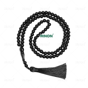 Tự Nhiên Mã não Đen Onyx 99 Mân Côi Tôn Giáo Vòng Cổ 8Mm Hồi Giáo Tasbeeh Cầu Nguyện Hạt - Product Image 1