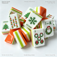 Ensemble de Mahjong de Noël, tuiles de Mahjong en acrylique, Père Noël, Joker, cadeau de Noël pour femmes
