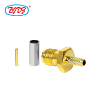 Prix usine plaqué or SMA femelle Jack à sertir pour RG174 RG316 LMR100 câble RF coaxial connecteurs coaxiaux en stock