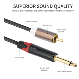 <span class=keywords><strong>Cable</strong></span> Adaptador de Audio Estéreo Dual de 1/4 Pulgada TS 6.35mm Macho a Doble RCA Macho, Canal Dual para Mezclador de DVD, Amplificador, <span class=keywords><strong>Altavoz</strong></span> - Product Image 5