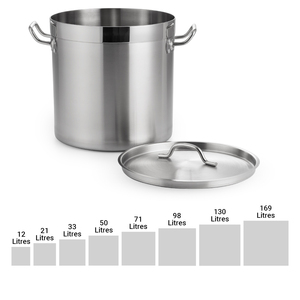 Marmite de restaurant en acier inoxydable à fond triple avec marquage de volume, 20, 30, 35, 40, 50, 150 litres et gallons, pour soupes et bouillons - Product Image 4