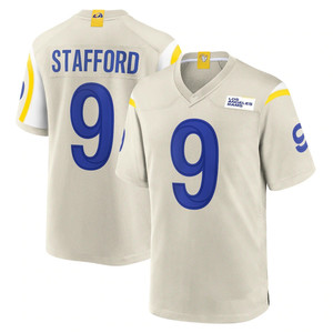 Broderie personnalisée en gros Los Angeles Rams # 3 # 10 # 16 # Maillot de football 99 en maille poly, unisexe adulte, avec logo imprimé sur le devant, en stock - Product Image 4