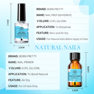 BORN PRETTY Primer per <span class=keywords><strong>Unghie</strong></span> Senza Acidi 15ml, Etichetta Privata, Asciugatura Rapida, Preparatore e Primer per <span class=keywords><strong>Unghie</strong></span> Acriliche - Product Image 2