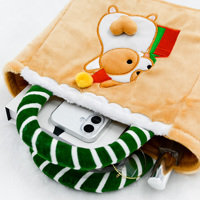 Noël Adorable Corgi Brodé En Peluche Sac Fourre-Tout Mignon Beige Grande Capacité Sac À Main pour Les Étudiants Usage Quotidien