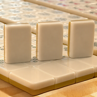 Nouvel ensemble de mahjong artisanal gravé grue jaune, 160 tuiles à 2 couches, portable, pour voyage, Funway MJ030, écologique et durable