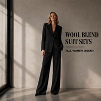 Ensemble de costume formel sur mesure pour femmes de grande taille avec pantalon et blazer en mélange de laine, entrejambe de 38 pouces, pour le bureau, les affaires, vente en gros, marque privée
