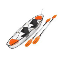 Kayak Transparente para 2 Personas, Canoa Transparente de 3m, Bote en Tándem **con Asiento Negro** para Alquiler en Resorts y Turismo