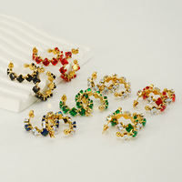 Boucles d'oreilles créoles carrées en zircon, acier inoxydable 304, plaqué or 18 carats sous vide, 26 mm, créoles ouvertes colorées, pierres mélangées transparentes, bijoux de fête