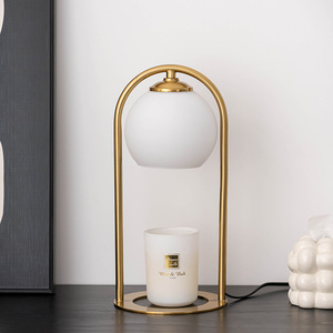 LANJO Chauffe-bougie électrique et brûleur d'arômes, cadre en laiton, lampe en verre dépoli, décoration d'intérieur pour table, lumière d'aromathérapie - Product Image 4