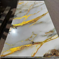 Panneaux muraux décoratifs en PVC marbré imperméables avec revêtement UV, installation facile, pour usage domestique et commercial