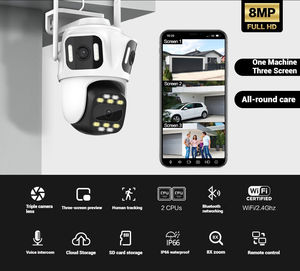 Новая IP-камера JOAREON ICSee 8MP с двусторонней аудиосвязью, уличная, поворотная, с тремя объективами, Wi-Fi, беспроводная, для видеонаблюдения - Product Image 2