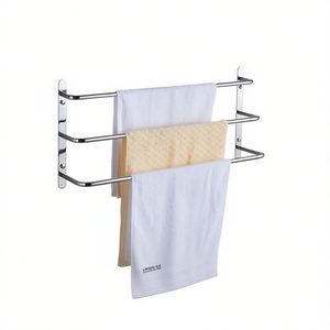 Porte-serviettes mural à trois niveaux, 40 cm, en acier inoxydable 304, poli à la main, accessoires de salle de bain, barres porte-serviettes - Product Image 1