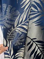Rideau Voilage Jacquard Luxe Motif Feuilles Style Romain, Tissu Teint Fil Moderne et Simple, à Œillets, Pour Toutes Saisons, Ignifuge 100%