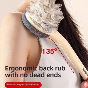 Dual-Sided ABS Bath <b>Brush</b> Handle Modern Oval Shape 2-in-1 Tool for Deep Skin Cleaning and <b>Back</b> Rubbing Bath Ball <b>Brush</b> - Product Image 3