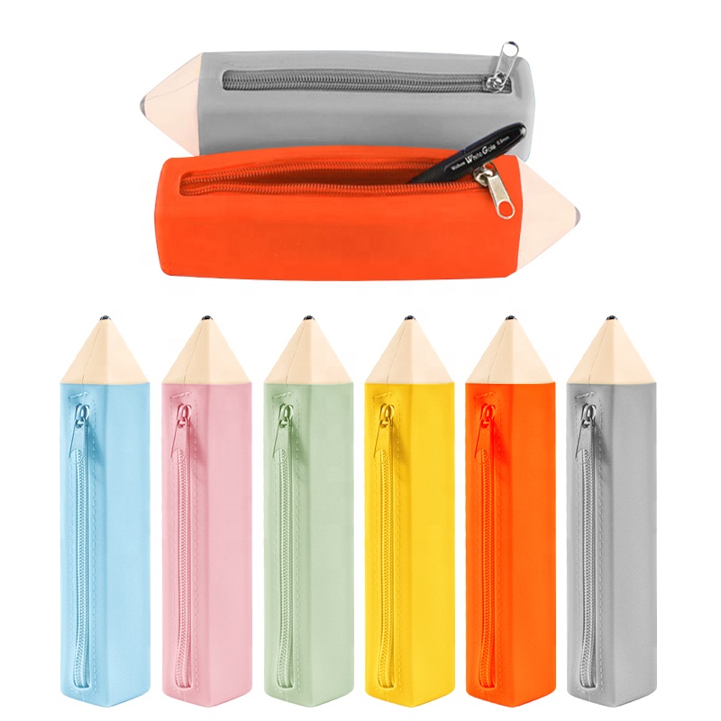 Hot Selling, Unieke Zachte Custom Siliconen School Etui Met Nylon Zipperfor Leuke Schoolbenodigdheden/Briefpapier Kids Studenten