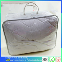 Sac de transport de couverture de couette d'oreiller de literie de tirette en plastique transparent pour emballer le drap de lit