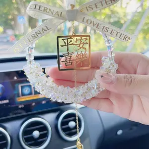 White Female Decorative Custom Handmade Transparent Crystal Rearview Mirror Pendant For The Car
