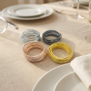 Anneau de serviette en aluminium de luxe pour les fêtes de mariage, design moderne avec construction durable et construction légère - Product Image 3