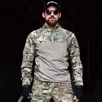 Haut de gamme en plein air hommes Camo grenouille uniforme à manches longues t-shirt équipement tactique vêtements uniformes Zip coton chemise d'entraînement