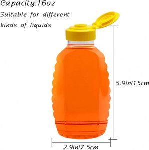 Hot Selling Newest <b>Honey</b> Bottle Squeeze Plastic <b>Honey</b> Dispenser Bottle 250ML/500ML with Screen Printing for Chocolate & Candy - Product Image 2