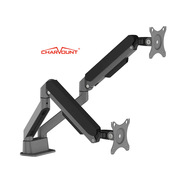 Charmount Gas Spring Double Monitor Arms Lcd Desktop Mount Stand Dual Lcd Led Monitor Desk Mount Stand VESA 100x100