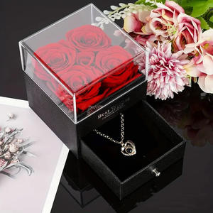 TC กุหลาบนิรันดร์ที่เก็บไว้กุหลาบ<span class=keywords><strong>ดอก</strong></span>ไม้ในกล่องอะคริลิคและ100<span class=keywords><strong>ภาษา</strong></span>ฉันรักสร้อยคอของคุณกล่องของขวัญวันวาเลนไทน์ - Product Image 5