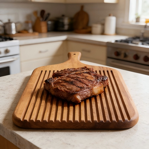 Planche à découper en bois massif de noyer d'Amérique du Sud, très vendue, avec poignée pour servir les aliments cuisinés, les grillades, les collations, le pain et les fruits - Product Image 2