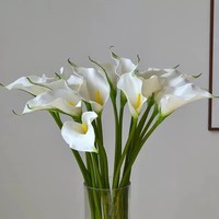 Fleurs artificielles Calla Lily blanches à tige unique, couleur Bourgogne, faites à la main, effet réaliste en EVA pour mariage