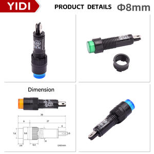 8mmプラスチック製赤黄白緑青LEDはんだピンパイロットインジケーターライトランプ12V 24V 36V 110V 220V産業機器 - Product Image 2