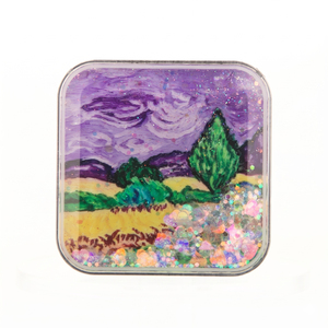 Aimant de réfrigérateur personnalisé avec logo, peinture à l'huile ciel océan, sable mouvant, aimant transparent en acrylique anti-fuite, aimant scintillant pour casier, cadeau - Product Image 5