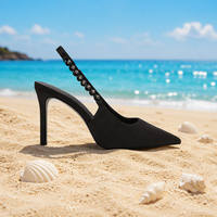 Sandales compensées d'été pour femmes, à bout ouvert et pointu, antidérapantes, transparentes, ornées de strass, légères, pour l'extérieur