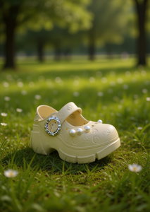 Sabots plateforme avec perles, style Mary Jane, chaussures d'été pour femmes et filles, taille 21, dessus en plastique souple et léger, semelle intermédiaire en EVA - Product Image 2